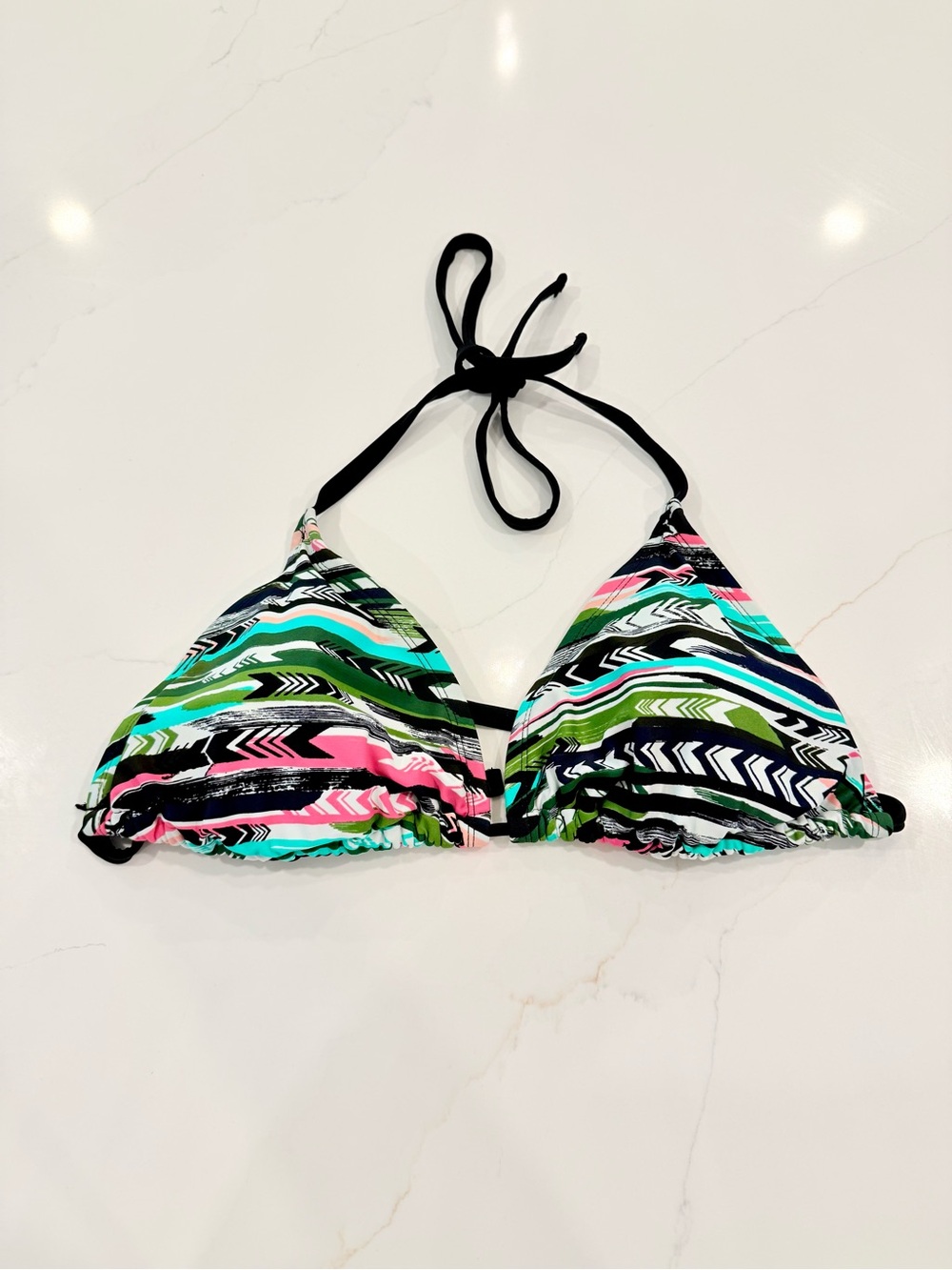 Mossimo Geometrical Tribal Print Triangle Halter Swim Top in Multi Color D/DD